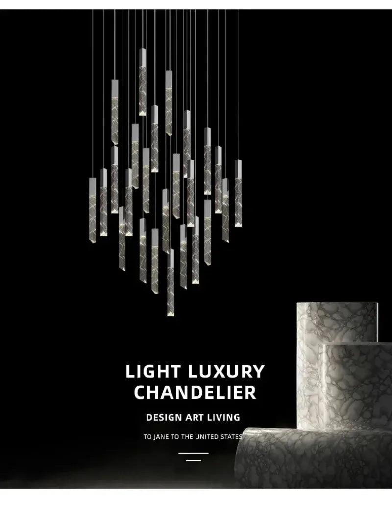 Verthara Premium K9 Crystal LED Pendant Light for Stairs & Living Room