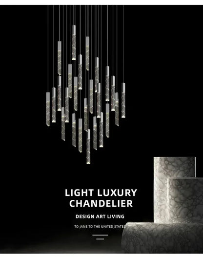Verthara Premium K9 Crystal LED Pendant Light for Stairs & Living Room