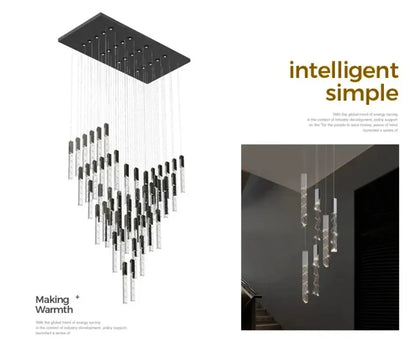 Verthara Premium K9 Crystal LED Pendant Light for Stairs & Living Room