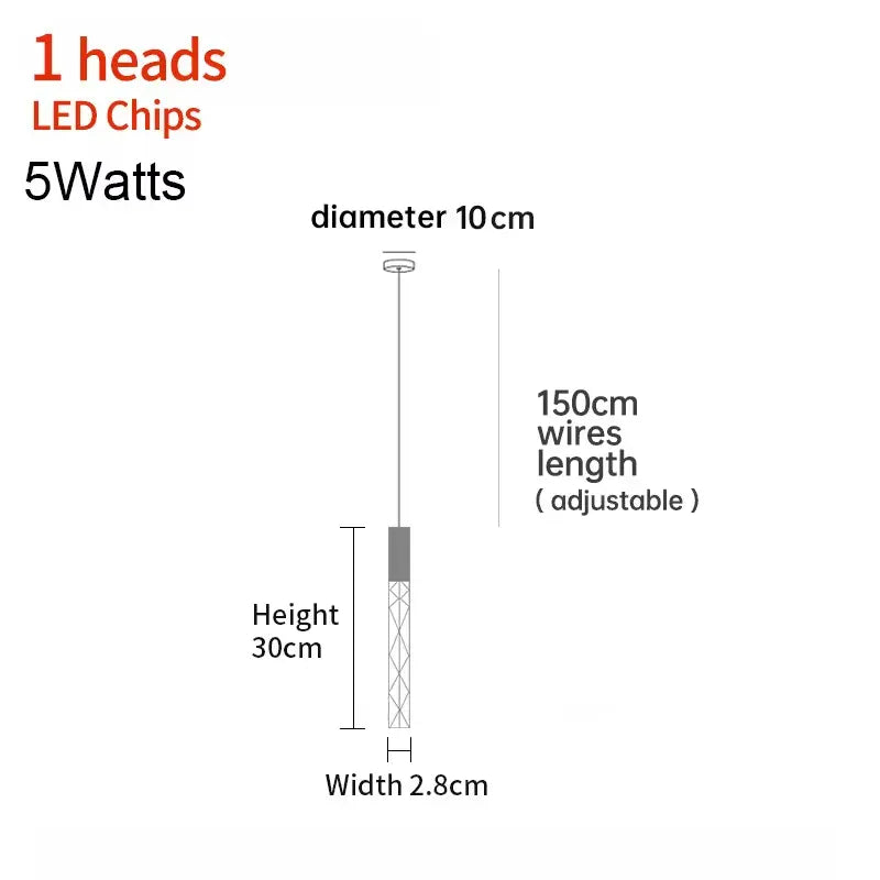 Verthara Premium K9 Crystal LED Pendant Light for Stairs & Living Room 1 heads / Black lamp body / Warm White