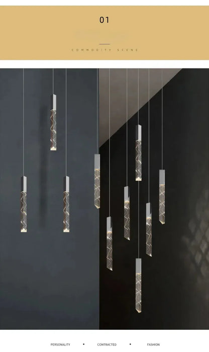 Verthara Premium K9 Crystal LED Pendant Light for Stairs & Living Room