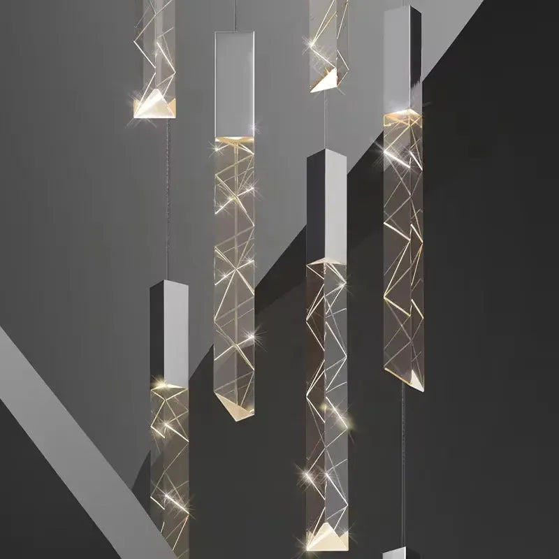 Verthara Premium K9 Crystal LED Pendant Light for Stairs & Living Room