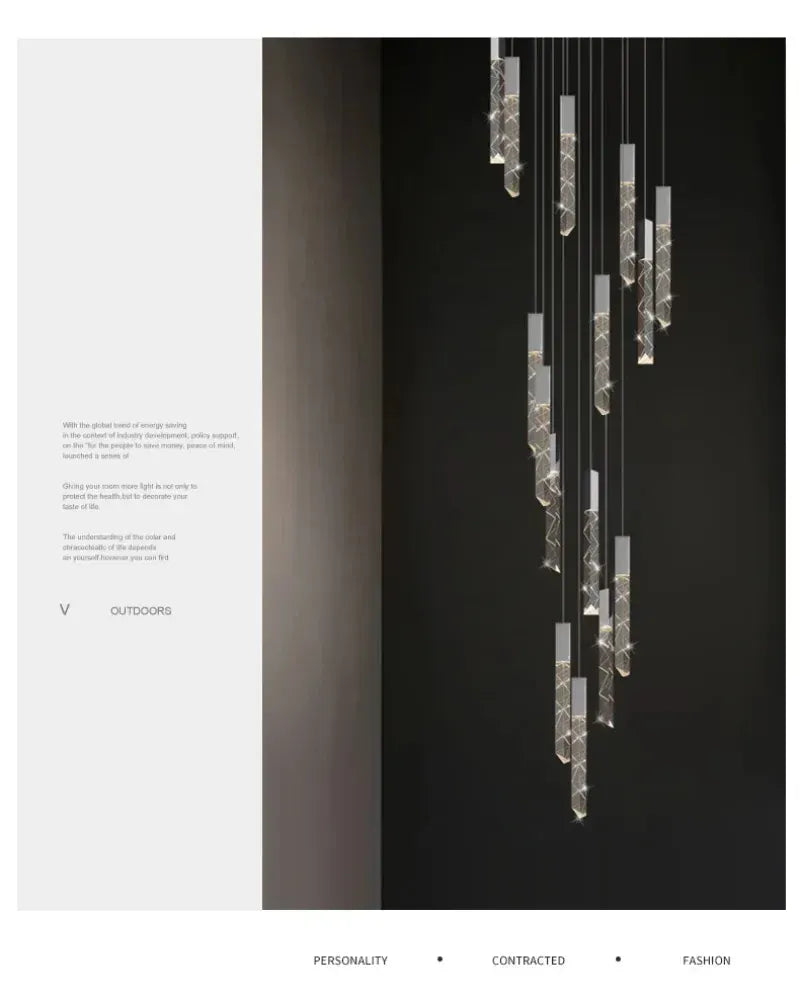 Verthara Premium K9 Crystal LED Pendant Light for Stairs & Living Room