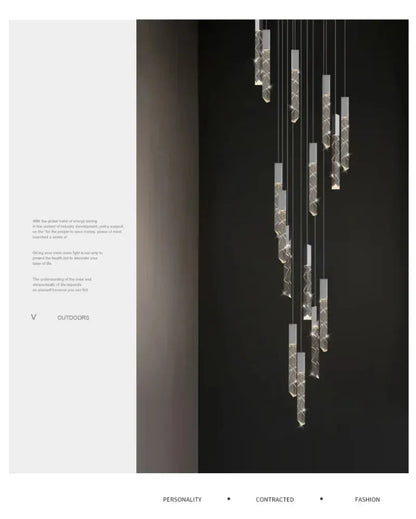 Verthara Premium K9 Crystal LED Pendant Light for Stairs & Living Room