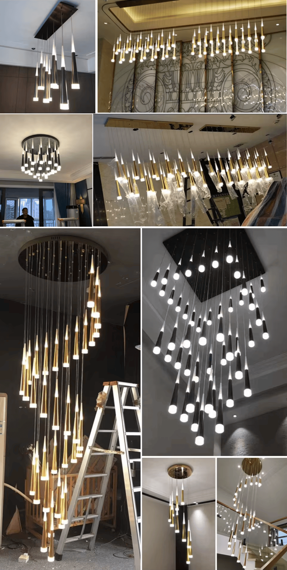 Verthara Premium LED Chandelier Lighting Gold/Black/Coffe/Silver Staircase Long Pendant Lamp Duplex Building Villa Attic Adjustable Hanging Light