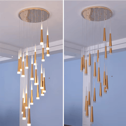 Verthara Premium LED Chandelier Lighting Gold/Black/Coffe/Silver Staircase Long Pendant Lamp Duplex Building Villa Attic Adjustable Hanging Light