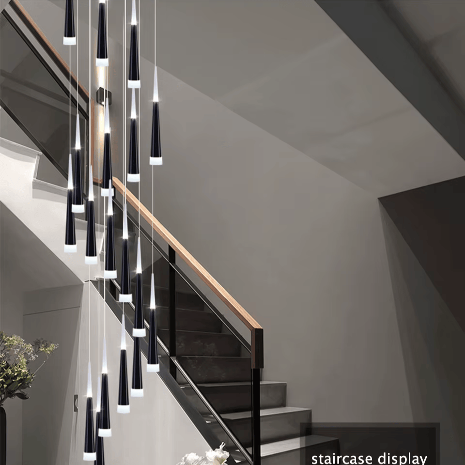 Verthara Premium LED Chandelier Lighting Gold/Black/Coffe/Silver Staircase Long Pendant Lamp Duplex Building Villa Attic Adjustable Hanging Light