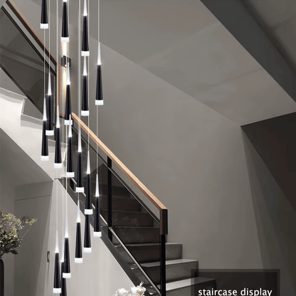 Verthara Premium LED Chandelier Lighting Gold/Black/Coffe/Silver Staircase Long Pendant Lamp Duplex Building Villa Attic Adjustable Hanging Light