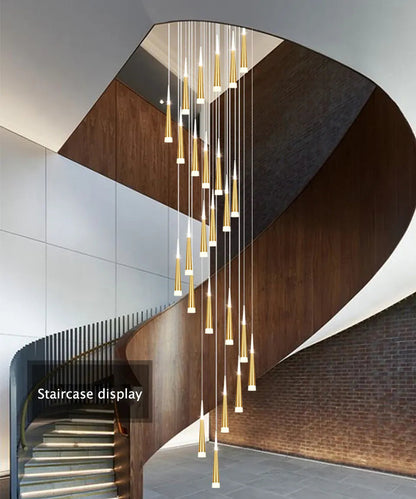 Verthara Premium LED Chandelier Lighting Gold/Black/Coffe/Silver Staircase Long Pendant Lamp Duplex Building Villa Attic Adjustable Hanging Light