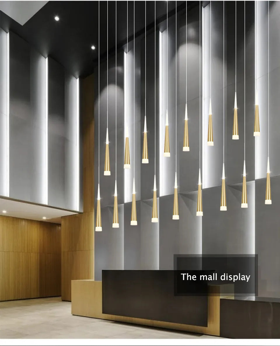 Verthara Premium LED Chandelier Lighting Gold/Black/Coffe/Silver Staircase Long Pendant Lamp Duplex Building Villa Attic Adjustable Hanging Light