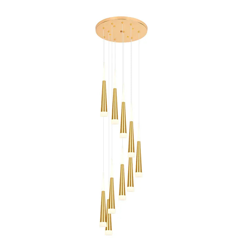 Verthara Premium LED Chandelier Lighting Gold/Black/Coffe/Silver Staircase Long Pendant Lamp Duplex Building Villa Attic Adjustable Hanging Light