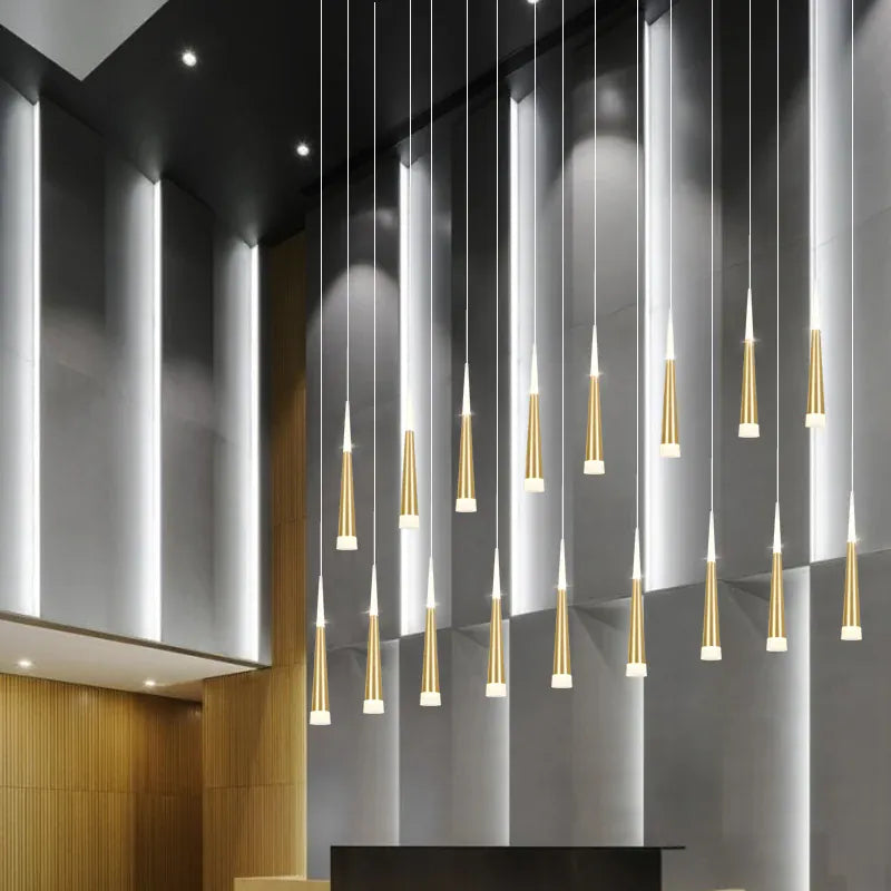 Verthara Premium LED Chandelier Lighting Gold/Black/Coffe/Silver Staircase Long Pendant Lamp Duplex Building Villa Attic Adjustable Hanging Light