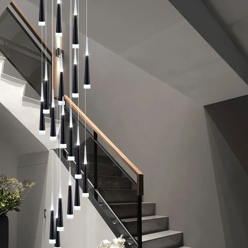 Verthara Premium LED Chandelier Lighting Gold/Black/Coffe/Silver Staircase Long Pendant Lamp Duplex Building Villa Attic Adjustable Hanging Light