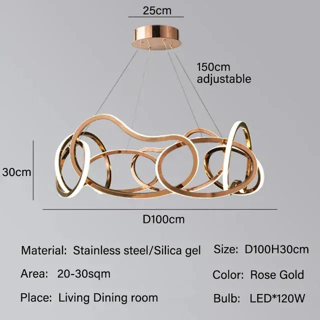 Verthara Premium LED Circle Pendant Chandelier D100 Rose Gold