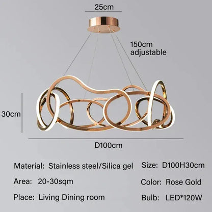 Verthara Premium LED Circle Pendant Chandelier D100 Rose Gold