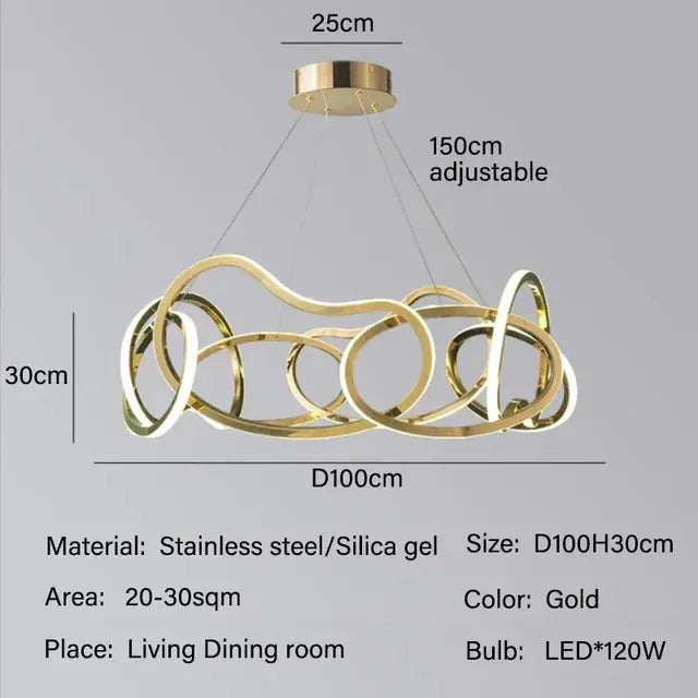 Verthara Premium LED Circle Pendant Chandelier D100 Gold
