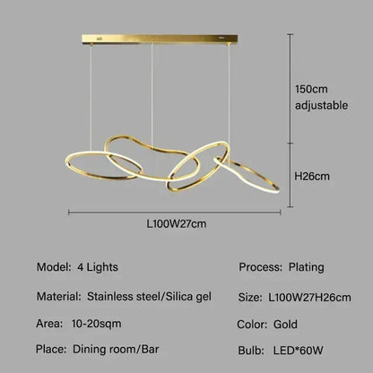 Verthara Premium LED Circle Pendant Chandelier 4 light Gold