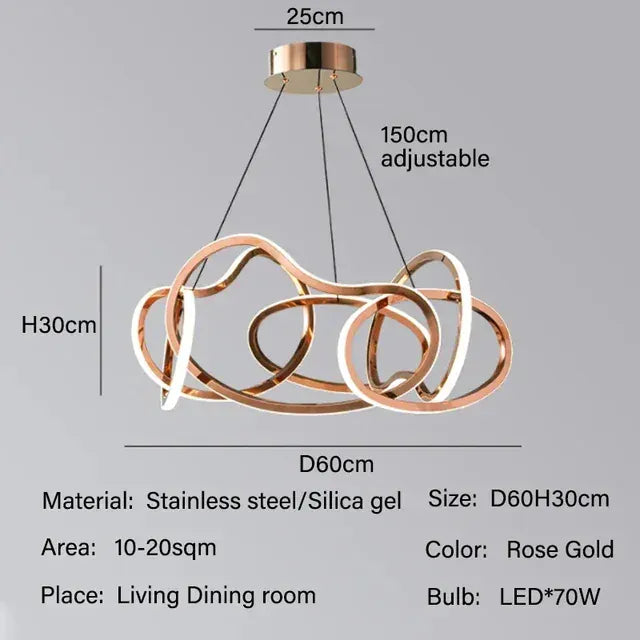 Verthara Premium LED Circle Pendant Chandelier D60 Rose Gold