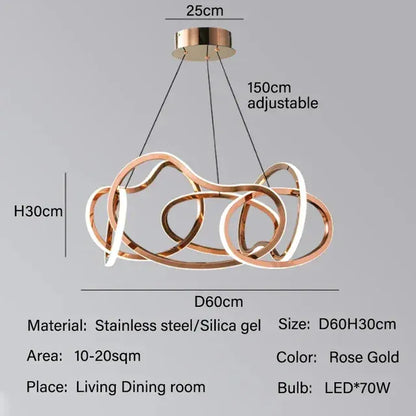 Verthara Premium LED Circle Pendant Chandelier D60 Rose Gold