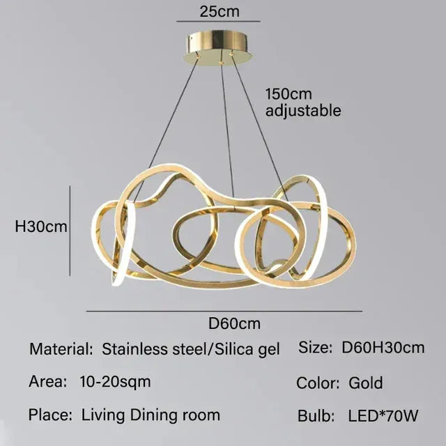 Verthara Premium LED Circle Pendant Chandelier D60 Gold