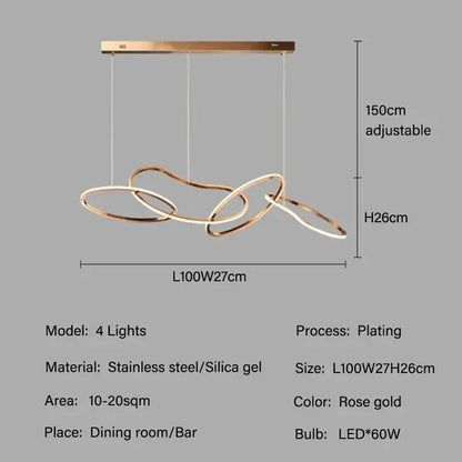 Verthara Premium LED Circle Pendant Chandelier 4 light Rose Gold