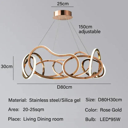 Verthara Premium LED Circle Pendant Chandelier D80 Rose Gold