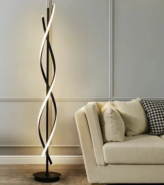 Verthara Premium LED Corner Floor Lamp With Remote Control – Stepless Dimming - Minimalist - Warm White - Energy Efficient - Ideal For Living Room EU Plug / RGB / H155CM Black