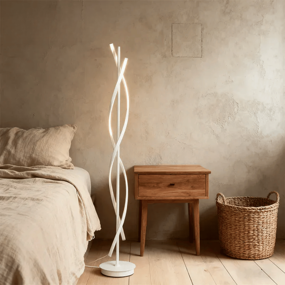 Verthara Premium LED Corner Floor Lamp With Remote Control – Stepless Dimming - Minimalist - Warm White - Energy Efficient - Ideal For Living Room UK Plug / Dimming with RC / H155CM White