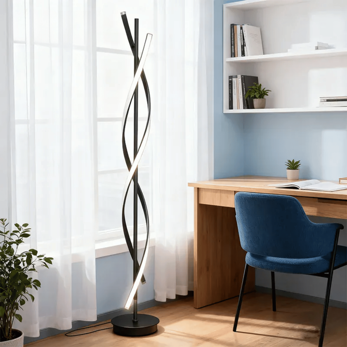 Verthara Premium LED Corner Floor Lamp With Remote Control – Stepless Dimming - Minimalist - Warm White - Energy Efficient - Ideal For Living Room