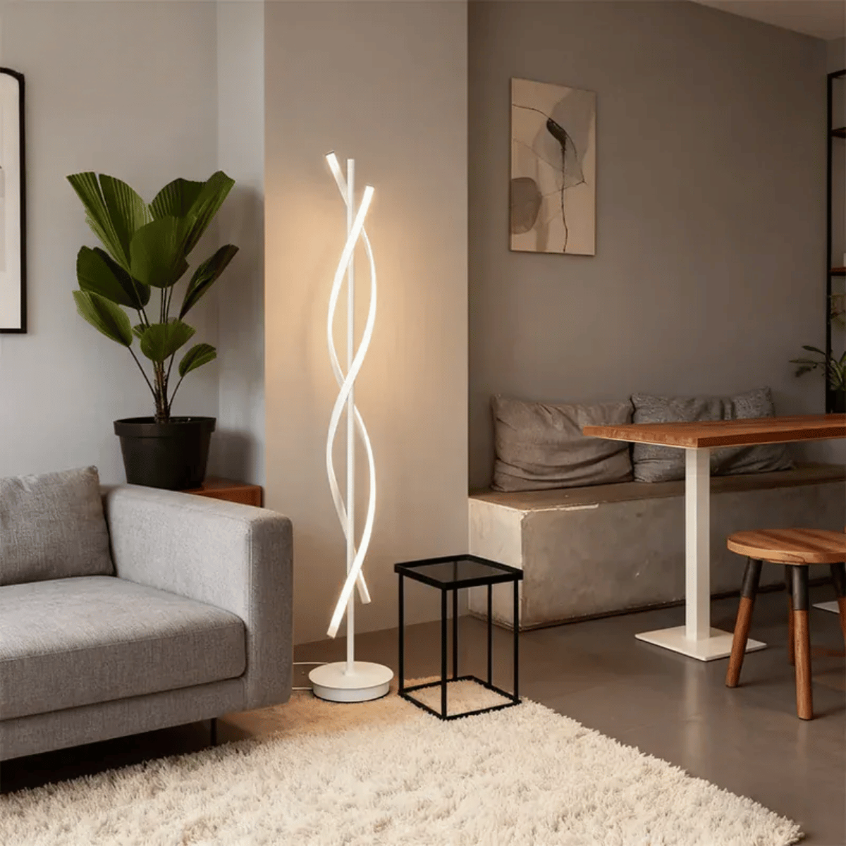 Verthara Premium LED Corner Floor Lamp With Remote Control – Stepless Dimming - Minimalist - Warm White - Energy Efficient - Ideal For Living Room