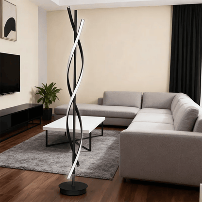 Verthara Premium LED Corner Floor Lamp With Remote Control – Stepless Dimming - Minimalist - Warm White - Energy Efficient - Ideal For Living Room