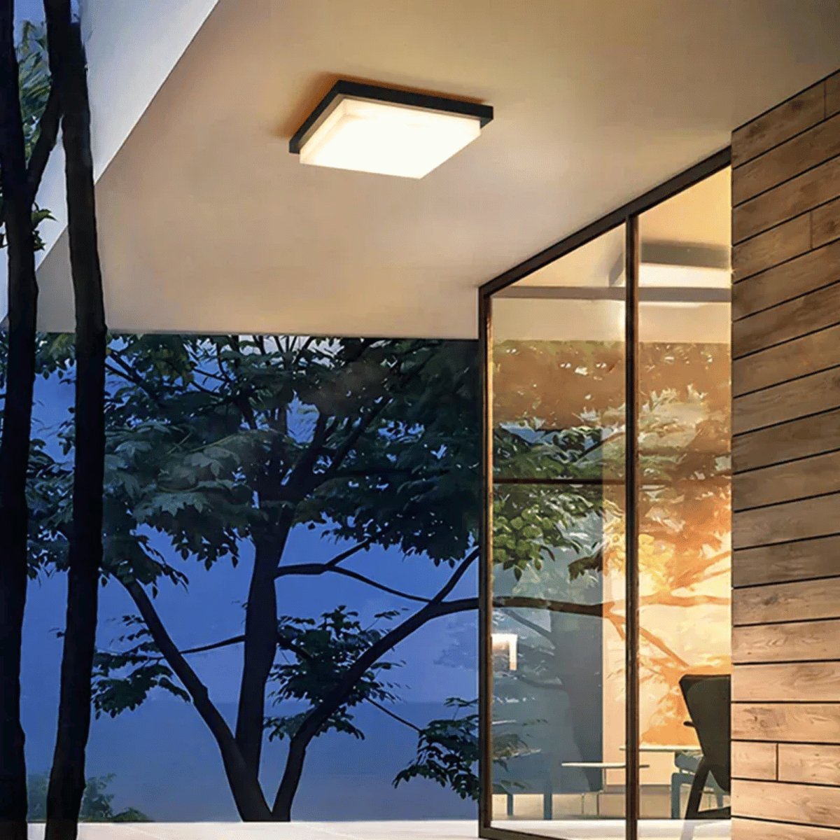 Verthara Premium LED Flush Mount Ceiling Light – 20W - Square Design - Black Aluminium - Indoor/Outdoor Use - Modern Style