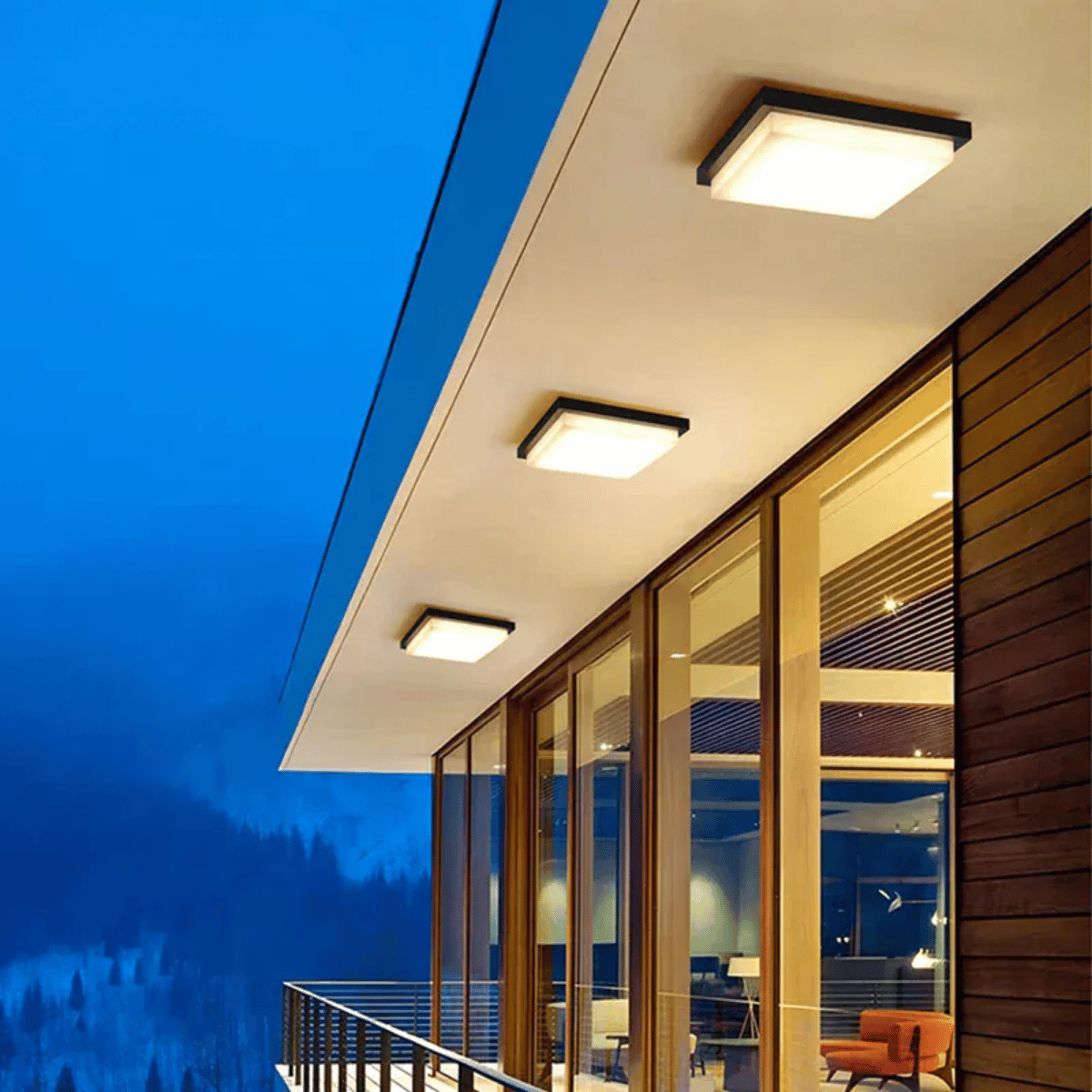 Verthara Premium LED Flush Mount Ceiling Light – 20W - Square Design - Black Aluminium - Indoor/Outdoor Use - Modern Style