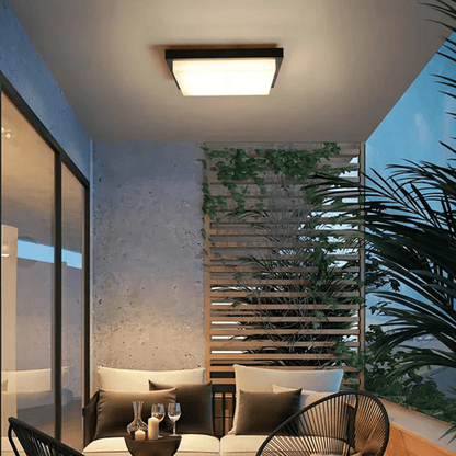 Verthara Premium LED Flush Mount Ceiling Light – 20W - Square Design - Black Aluminium - Indoor/Outdoor Use - Modern Style Cool white