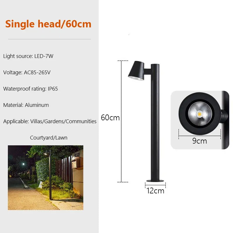 Verthara Premium LED Garden Spotlight With Multi-Head Rotation – Waterproof - Adjustable Brightness - Durable Aluminium - Energy Efficient Outdoor Lighting A 60cm