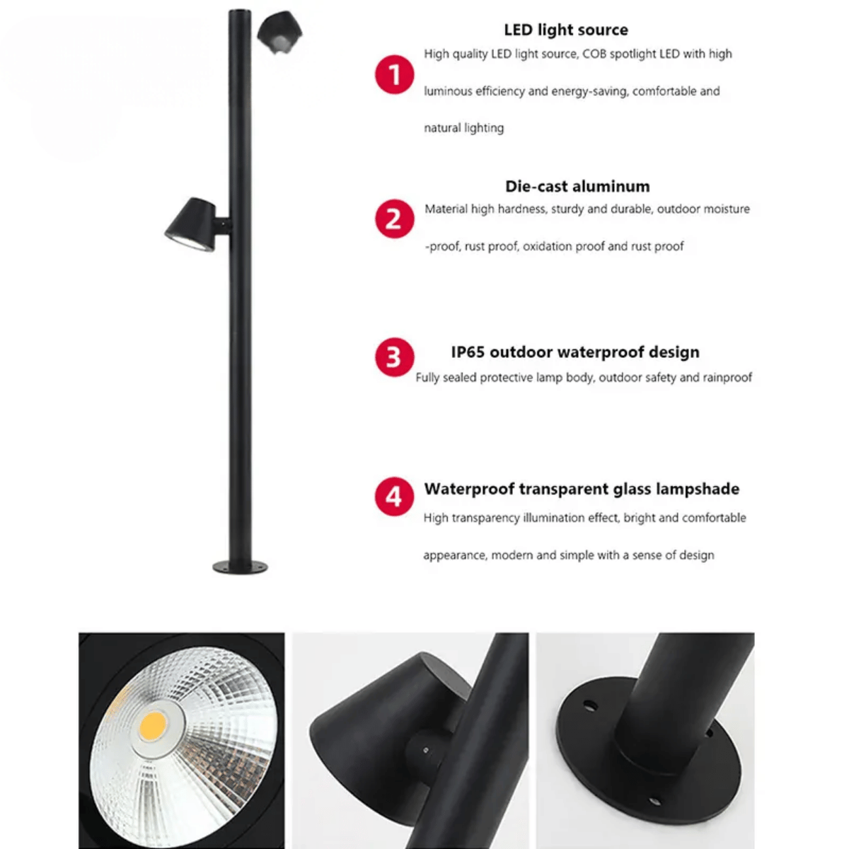 Verthara Premium LED Garden Spotlight With Multi-Head Rotation – Waterproof - Adjustable Brightness - Durable Aluminium - Energy Efficient Outdoor Lighting