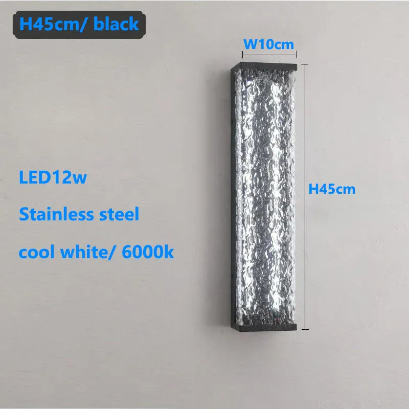 Verthara Premium LED Outdoor Wall Lantern - Wall Mount - Modern Design - Stainless Steel - Anti-Rust - Ideal for Garden and Porch Lighting 45cm cool white