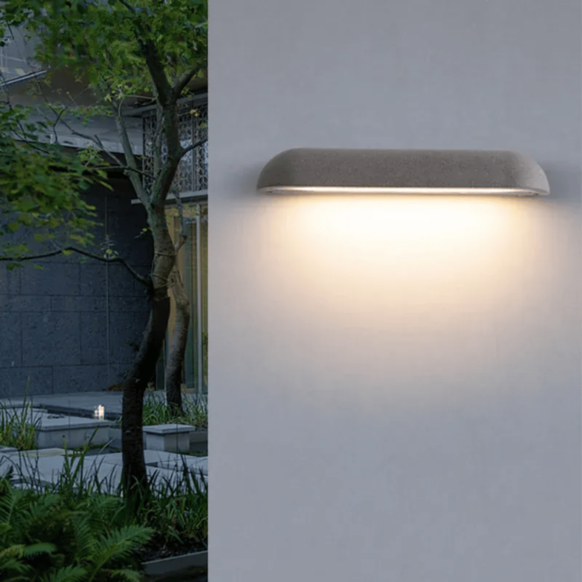 Verthara Premium LED Outdoor Wall Light - Hardwired - Waterproof - Concrete - IP65 Rated - Modern Design - Ideal for Porches and Entrances warm white / Black 42cm