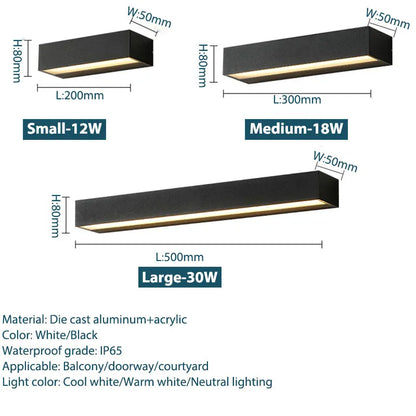 Verthara Premium LED Outdoor Wall Light Sconces - Wall-Mounted - IP65 Waterproof - Aluminium - Modern Design - Ideal for Patio and Doorway
