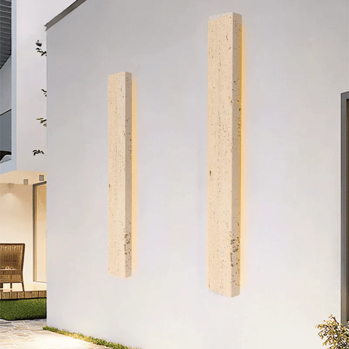 Verthara Premium LED Outdoor Wall Light - Wall-Mounted - Waterproof - Natural Stone Finish - Modern Design - Ideal For Garden And Entrance