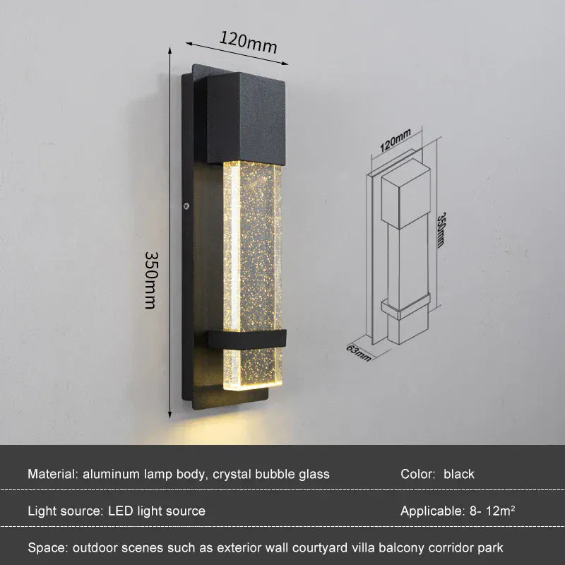 Verthara Premium LED Outdoor Wall Light With Dusk To Dawn Sensor – Waterproof - Black Aluminium - Modern Design - Garden - Porch - Balcony Lighting