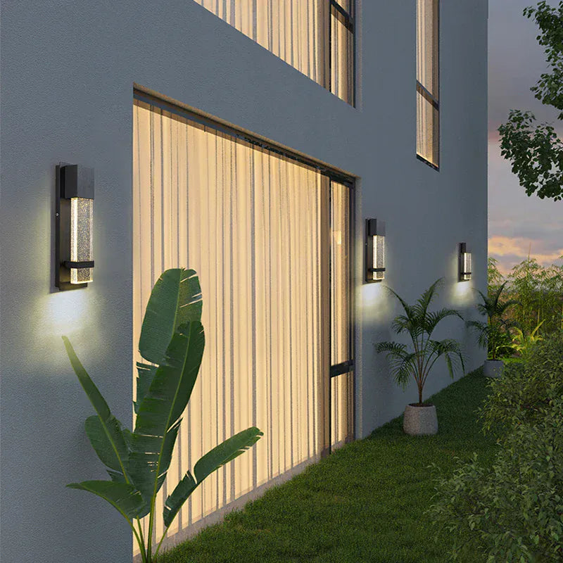 Verthara Premium LED Outdoor Wall Light With Dusk to Dawn Sensor - Waterproof - Black Aluminium - Modern Garden Wall Lighting