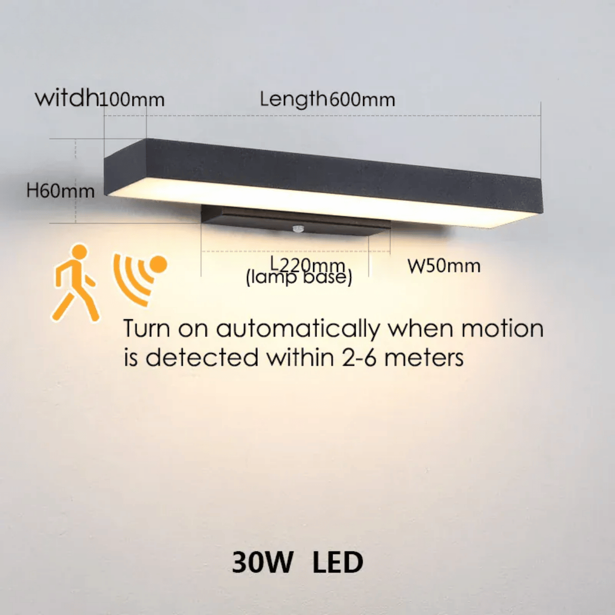 Verthara Premium LED Outdoor Wall Light With Motion Sensor - Wall-Mounted - Weather-Resistant - Modern Black Aluminium - Dusk-to-Dawn Functionality