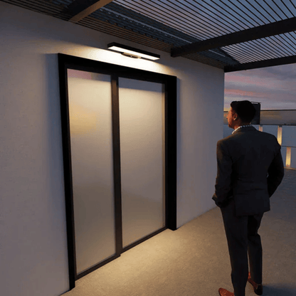 Verthara Premium LED Outdoor Wall Light With Motion Sensor - Wall-Mounted - Weather-Resistant - Modern Black Aluminium - Dusk-to-Dawn Functionality