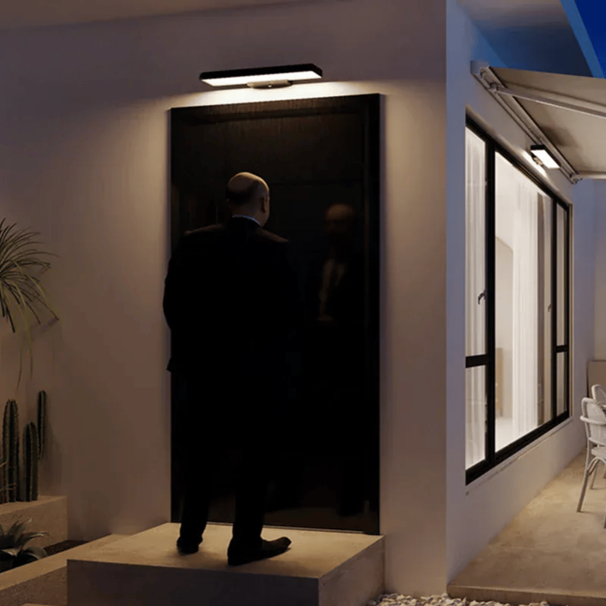 Verthara Premium LED Outdoor Wall Light With Motion Sensor - Wall-Mounted - Weather-Resistant - Modern Black Aluminium - Dusk-to-Dawn Functionality