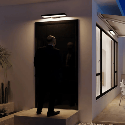 Verthara Premium LED Outdoor Wall Light With Motion Sensor - Wall-Mounted - Weather-Resistant - Modern Black Aluminium - Dusk-to-Dawn Functionality