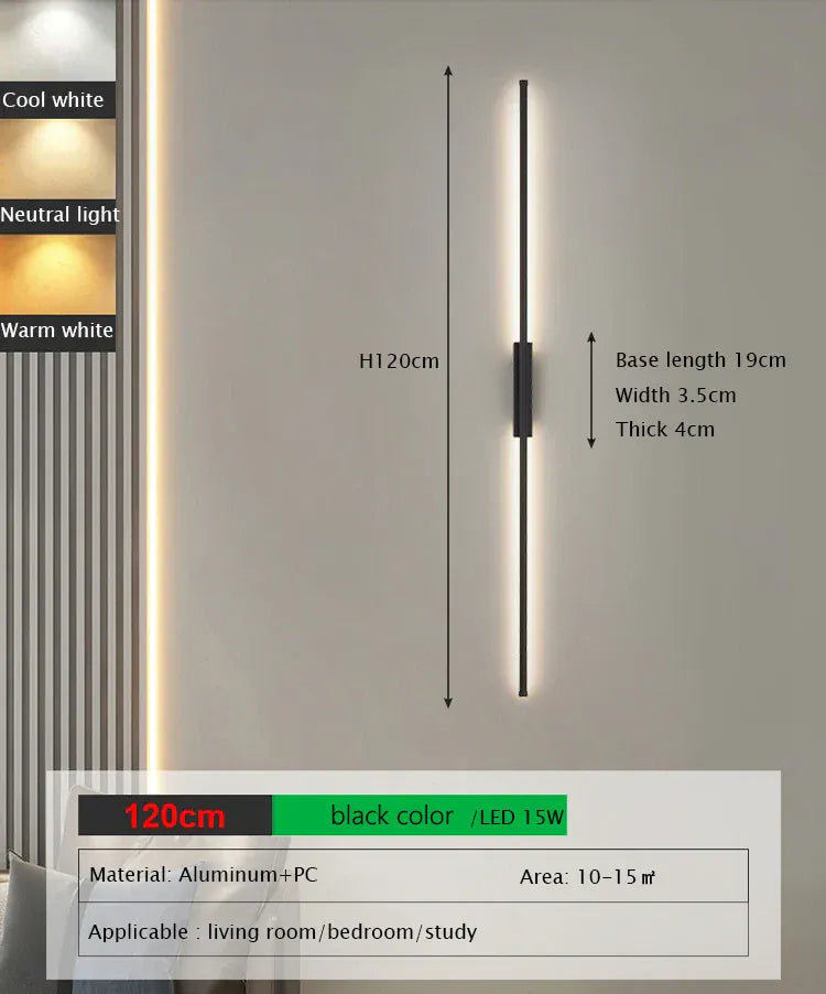 Verthara Premium LED Wall Light - Wall Mounted - Adjustable Colour Temperature - Minimalist Design - Black - Indoor Use - Energy-Efficient Lighting