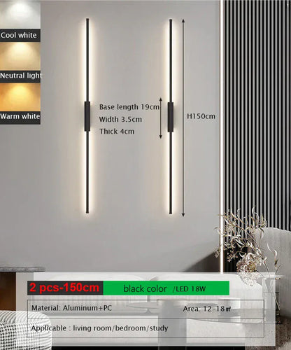 Verthara Premium LED Wall Light - Wall Mounted - Adjustable Colour Temperature - Minimalist Design - Black - Indoor Use - Energy-Efficient Lighting