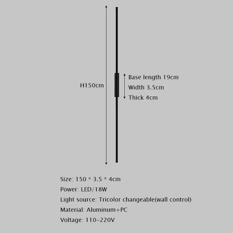 Verthara Premium LED Wall Light - Wall Mounted - Adjustable Colour Temperature - Minimalist Design - Black - Indoor Use - Energy-Efficient Lighting