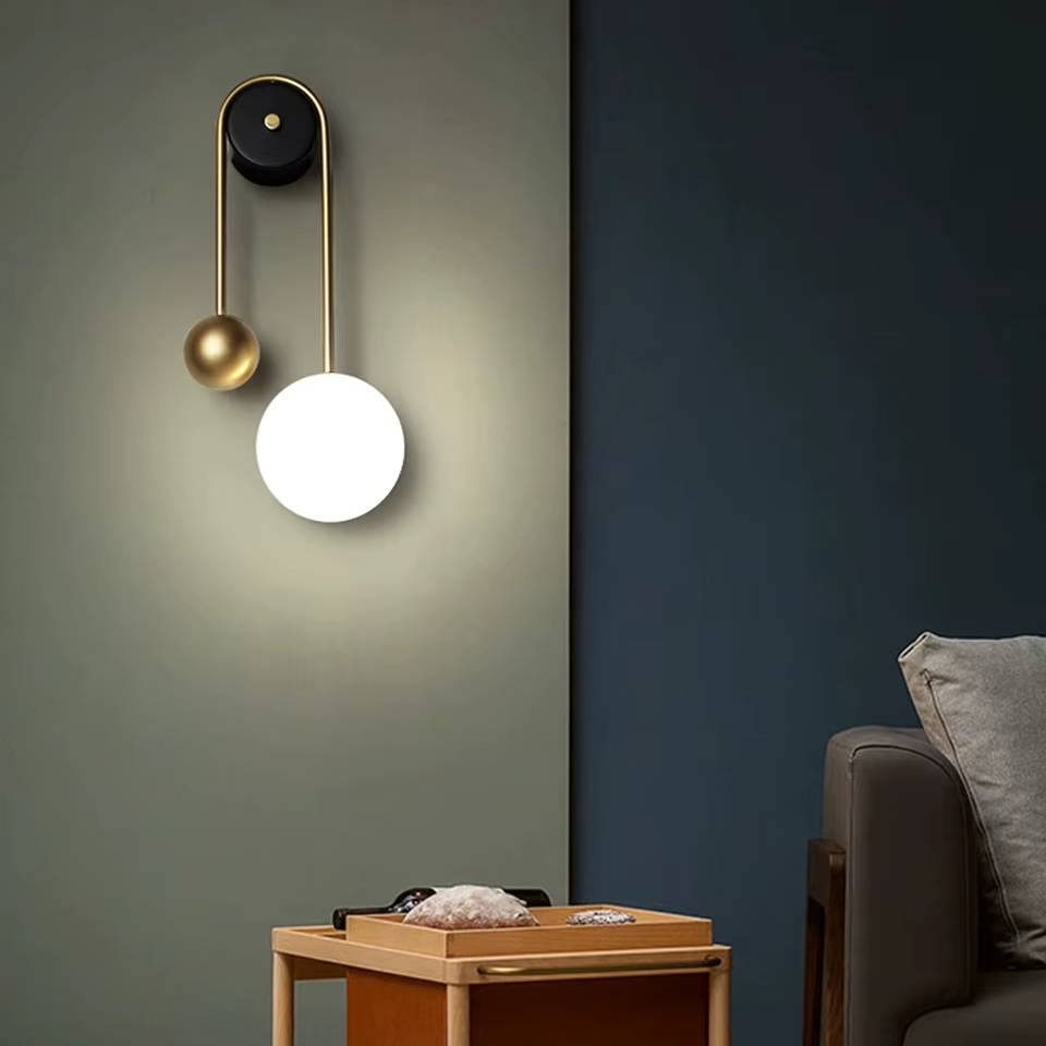 Verthara Premium LED Wall Sconce Lighting with Golden Ball Design – Adjustable Brightness Wall Lamp for Living Room, Bedroom, and Hallway